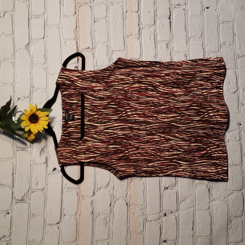 Alfani shell / tank black brown cream burgundy Sz M